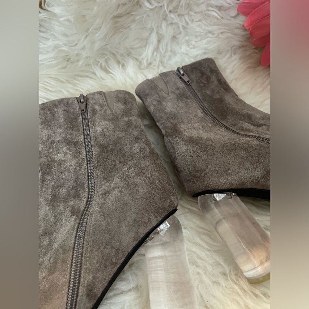 Jeffrey Campbell Lustful Lucite Heel Boots Taupe Suede 8 View 4